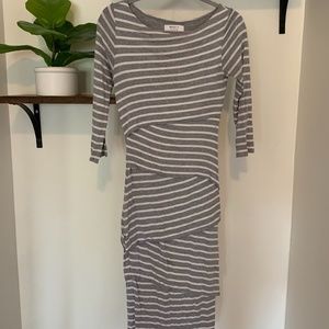 Gray and White Striped Column Dress